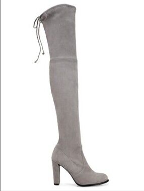 Stuart Weitzman Gray Over-the-Knee Suede High-Heel Boot